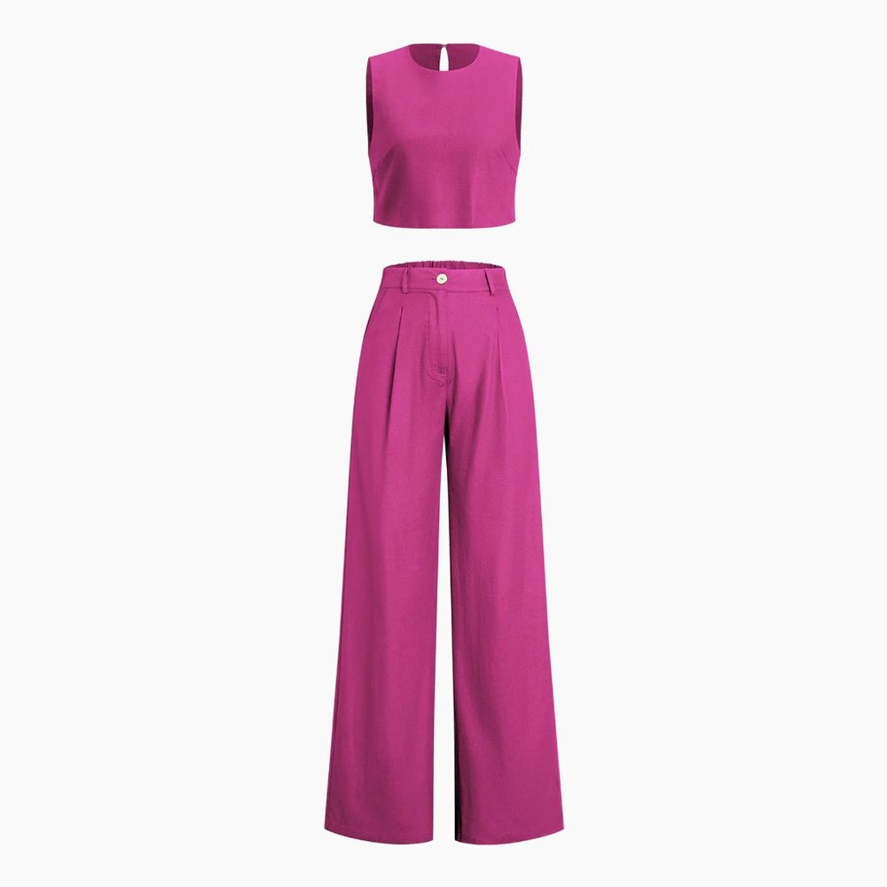 New, Never worn, Pink Boho Two Piece Pants Set–Medium